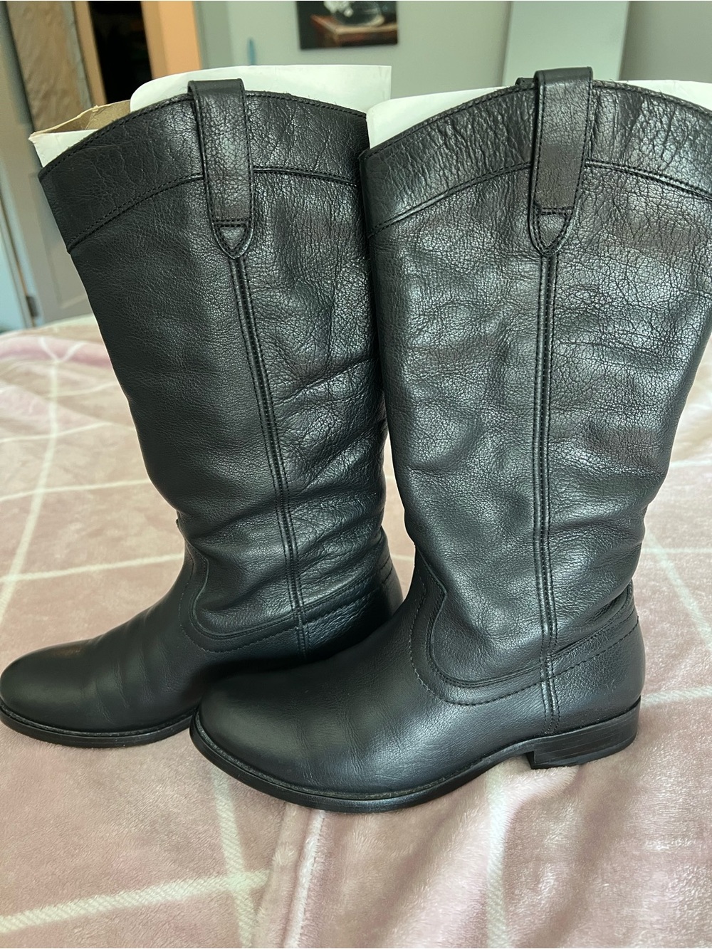 Frye Melissa Pull-on Black Leather Wms Boots - 6